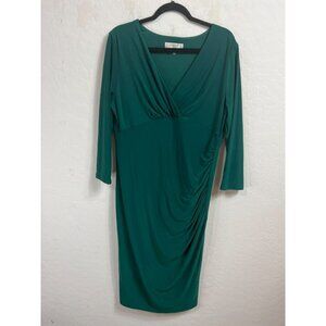 Kasper Emerald Green Dress with Lining Mock Wrap Style Wrap inspired Dress Sz 16